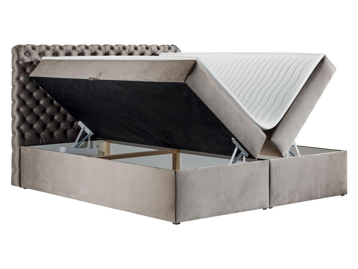 BOXBETT Chesterfield - H3 - Dunkelblau, Holz (120/200cm) - MIRJAN24