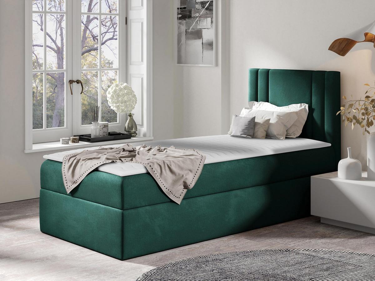BOXBETT Carmen Mini, Seite zum Öffnen des Bettkastens: Rechts - H3 - Türkis, Holz (100/200cm) - MIRJAN24