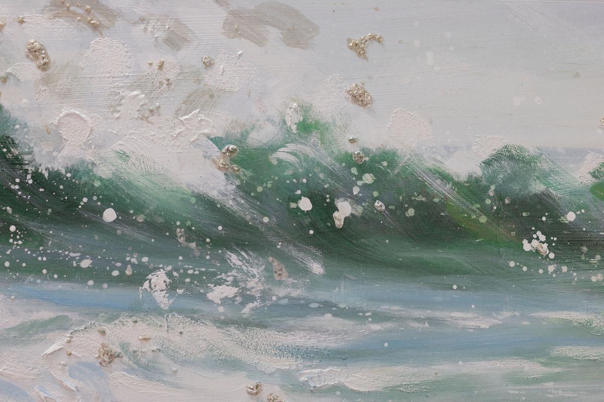 ACRYLBILD HANDGEMALT 150/50 cm - Blau/Weiß, Holz/Textil (150/50cm) - KUNSTLOFT