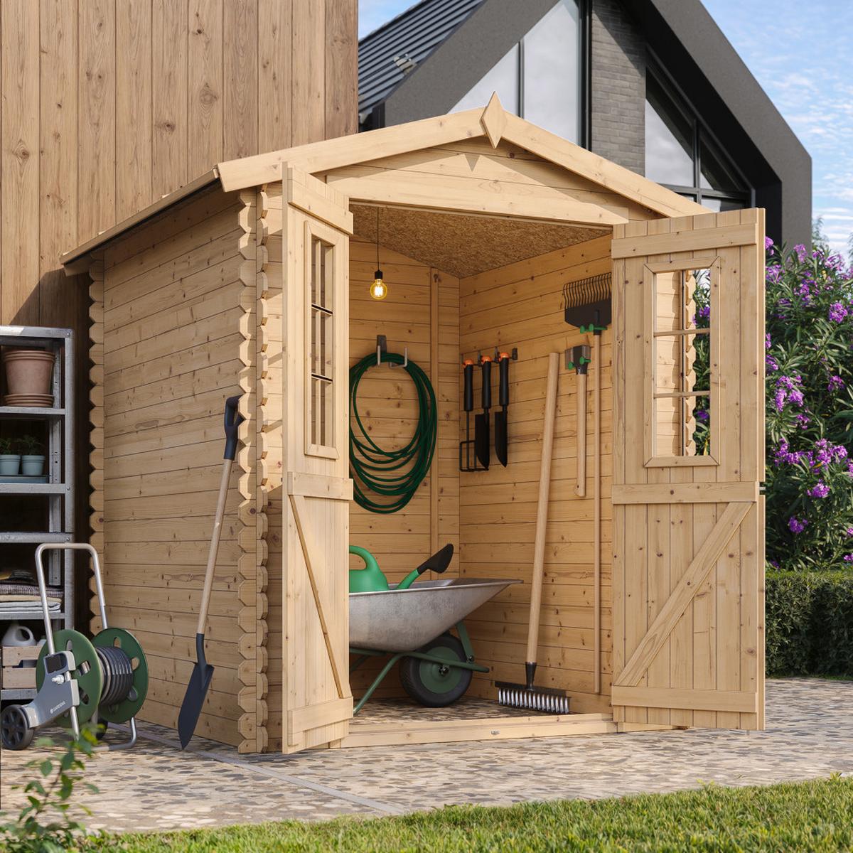 HOLZHAUS GARTENHAUS- B196xL186xH218 cm/ 2,82 m2 - M320C - Beige, Holz (180/218/186cm) - Timbela
