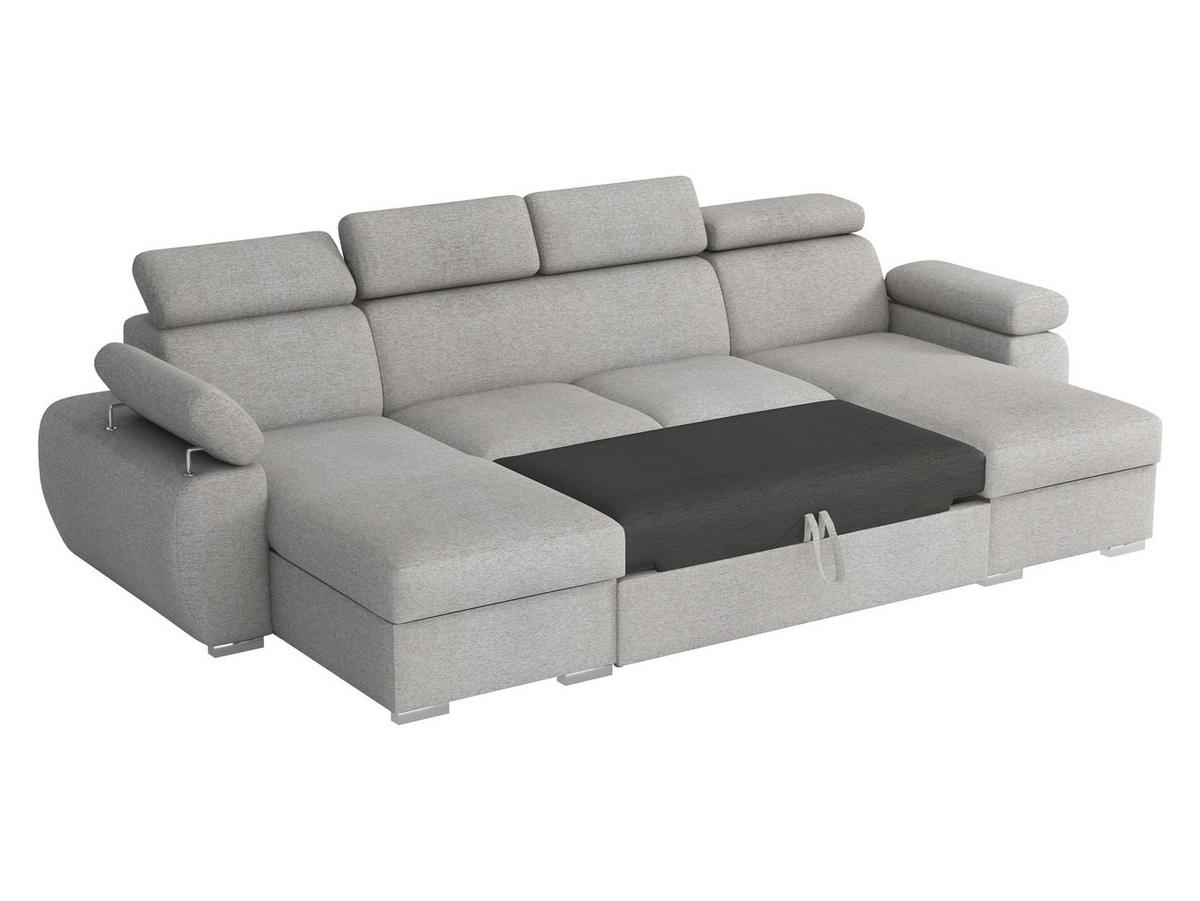 WOHNLANDSCHAFT Plaza U - Beige/Silberfarben, Holz/Kunststoff (323/85/170cm) - MIRJAN24