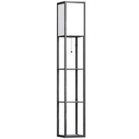 STEHLEUCHTE Beleuchtung E27 bis 40W mit 3 Regalen für Wohn-/Schlafzimmer Holz - Schwarz, Textil (26/26/160cm) - HOMCOM