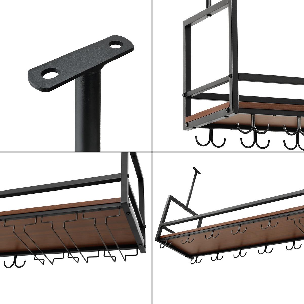 WEINREGAL Borejle - Walnussfarben/Schwarz, Holzwerkstoff/Metall (120/64.5/30cm) - [en.casa]