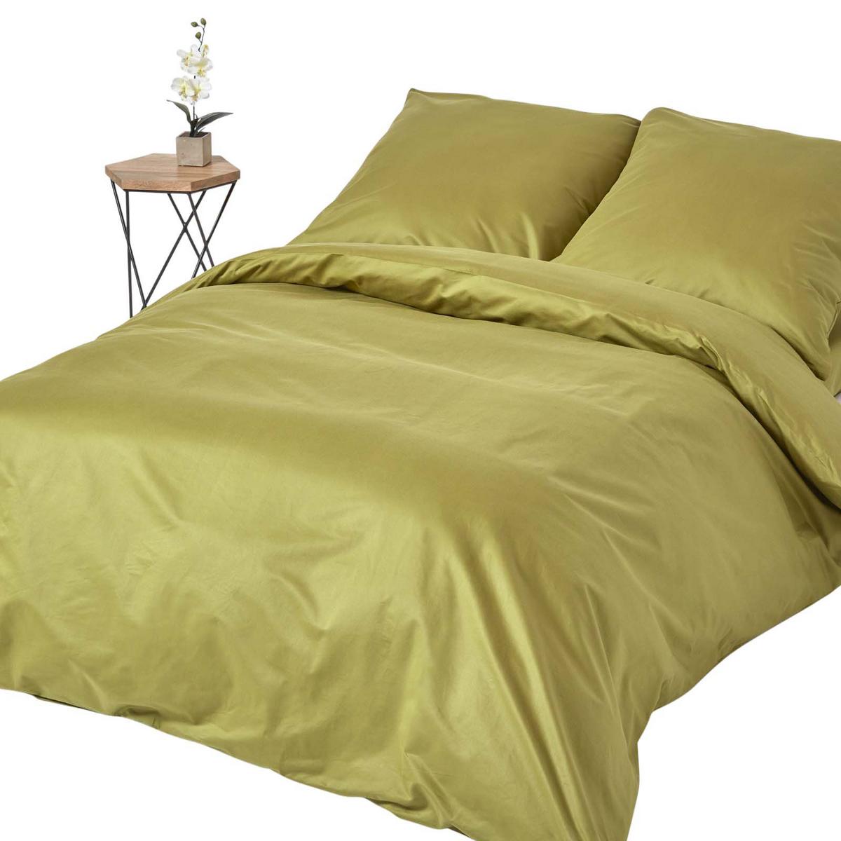BETTWÄSCHE Premium, Ägyptische Baumwolle, Fadendichte 1000 - Olivgrün, Textil (155/220cm) - Homescapes