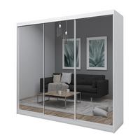 SCHWEBETÜRENSCHRANK BELLINA 240/216/61 cm 3-türig mit Spiegel Weiß - Weiß, Holzwerkstoff (240/216/61cm) - MASSENO