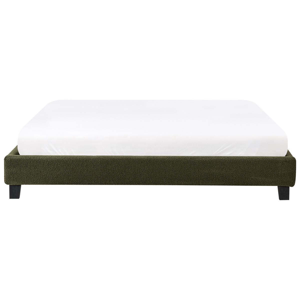 BETT 180/200 cm Dunkelgrün Roanne - Dunkelgrün/Braun, Textil (180/200cm) - Beliani