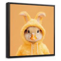 LEINWAND Bilder mit Rahmen - Osterhase - Kostüm - Ente - 20x20 - Gelb, Textil (20/20cm) - MuchoWow
