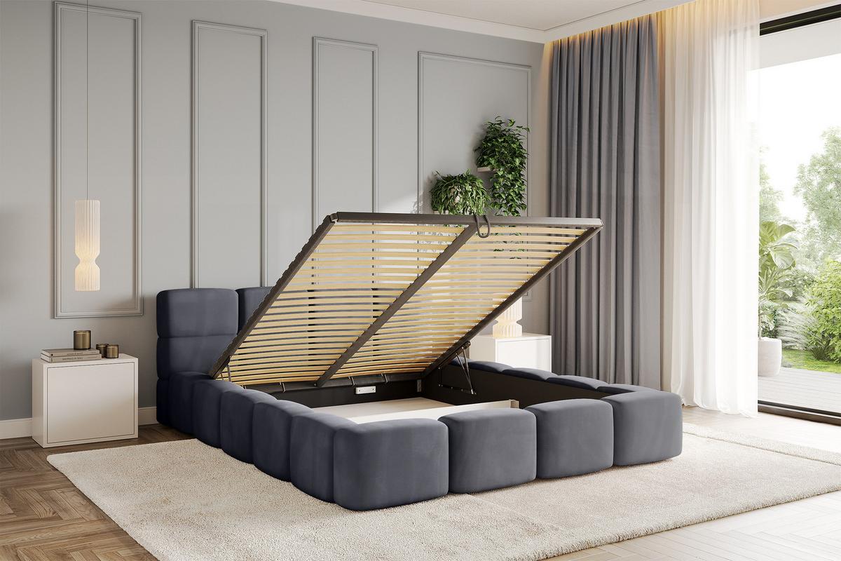 POLSTERBETT mit Bettkasten und Lattenrost, Bett mit Kopfteil, Boxbett ohne Matratze, Doppelbett mit Stauraum - NATA-v1 200x200 Dunkelgrau - Dunkelgrau, Holzwerkstoff/Textil (200/200cm) - ALTDECOR