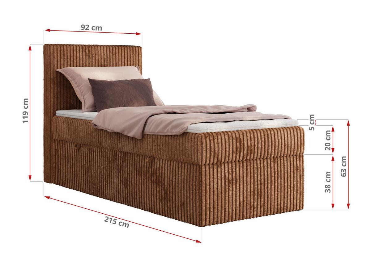 BOXBETT TILIANO 90/200 - Orange Cord - H4 - Links - Orange, Textil (90/200cm) - MKS