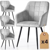 POLSTERSTUHL 4er Set, Metallbeine Grau 54/82/58 - Grau, Textil (54/82/51cm) - RAUMHIRSCH FURNITURE