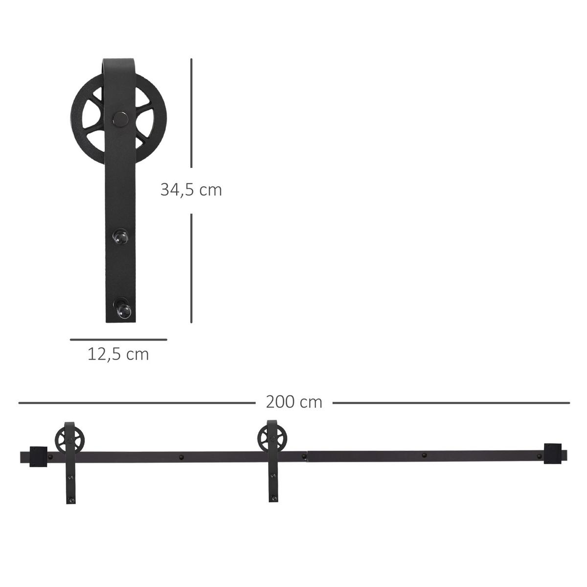 SCHIEBETÜRSYSTEM - Schwarz, Metall (4/0.6/200cm) - HOMCOM