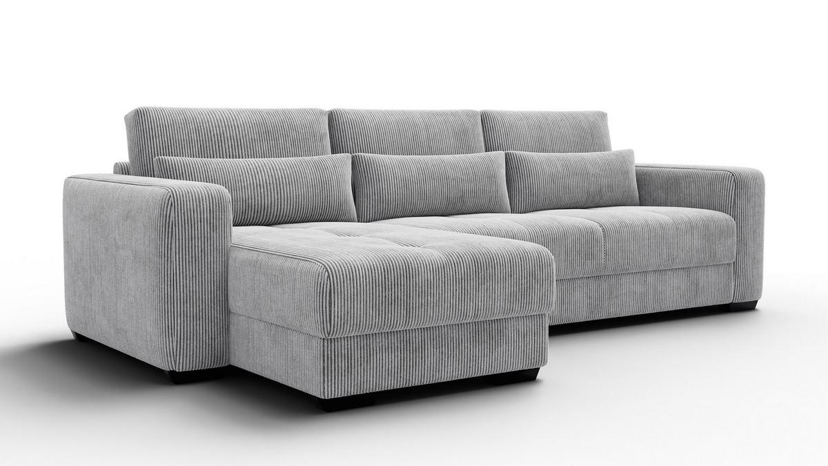 ECKSOFA OLI 4-Sitzer links, hellgrau - Hellgrau, Holz/Textil (295/172cm) - Wozimo