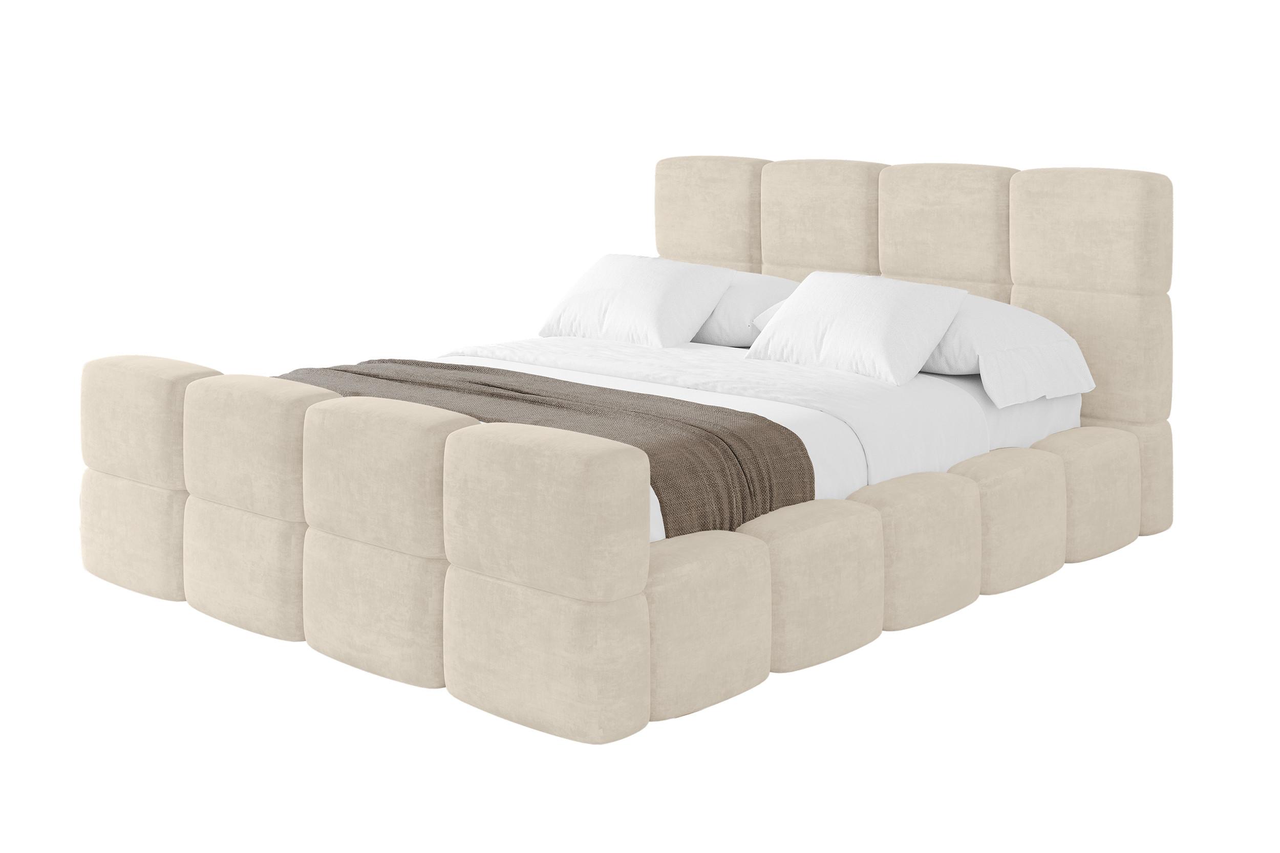 POLSTERBETT mit Bettkasten und Lattenrost, Bett mit Kopfteil, Boxbett ohne Matratze, Doppelbett mit Stauraum - NATA-Z 160x200 Beige - Cappuccino, Holzwerkstoff/Textil (160/200cm) - ALTDECOR