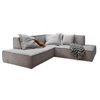 ECKSOFA SAMU Silber Webstoff - Silberfarben/Schwarz, Textil (226/224cm) - KAWOLA