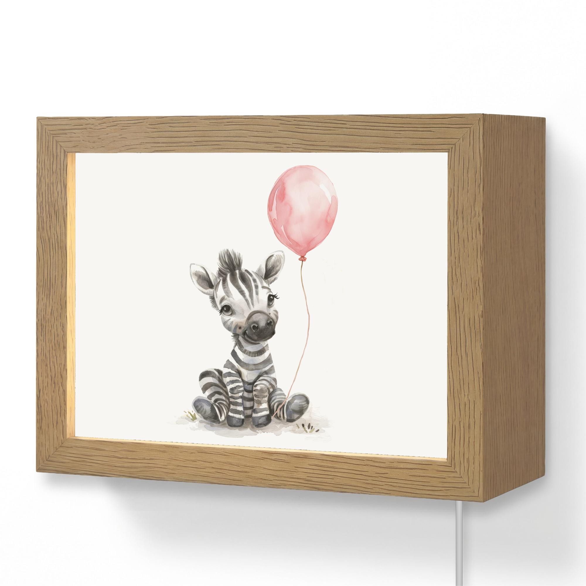 WANDLEUCHTE Zebra - Baby - Tiere - Rosa Luftballon 20x15 cm - Weiß, Holzwerkstoff (20/15/8cm) - OnlyWow
