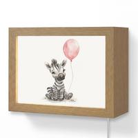 WANDLEUCHTE Zebra - Baby - Tiere - Rosa Luftballon 20x15 cm - Weiß, Holzwerkstoff (20/15/8cm) - OnlyWow