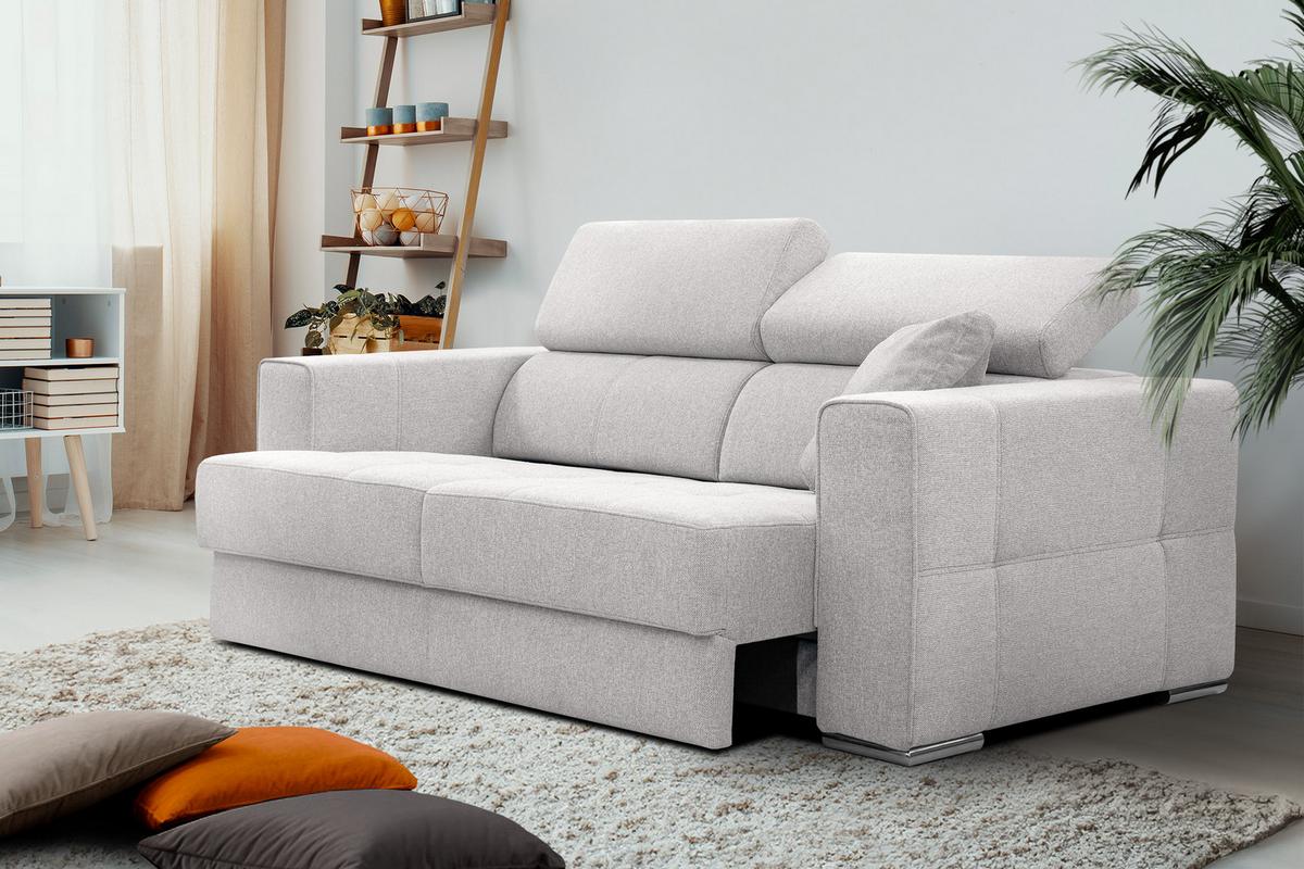 SOFA QUARTZ 3-Sitzer mit Ausziehsitz, creme - Creme, Holzwerkstoff/Textil (202/80/102cm) - Wozimo