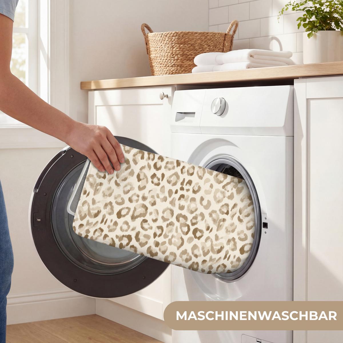 BADEMATTE Leopard - Klassisch - Beige 90x60 cm - Hellbraun, Textil (90/60cm) - OnlyWow