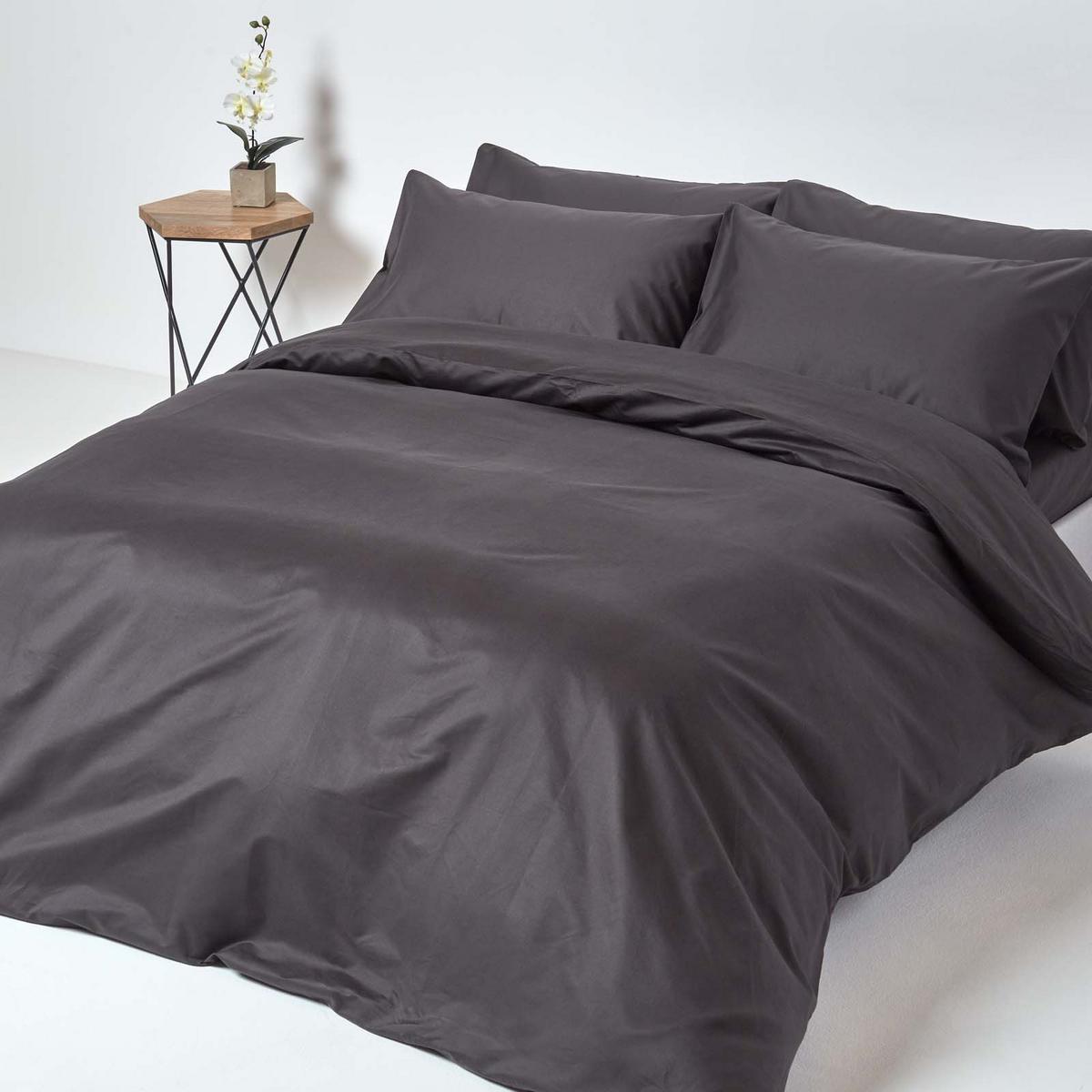 SPANNBETTLAKEN, Ägyptische Baumwolle, Fadendichte 1000 - Anthrazit, Textil (90/190cm) - Homescapes