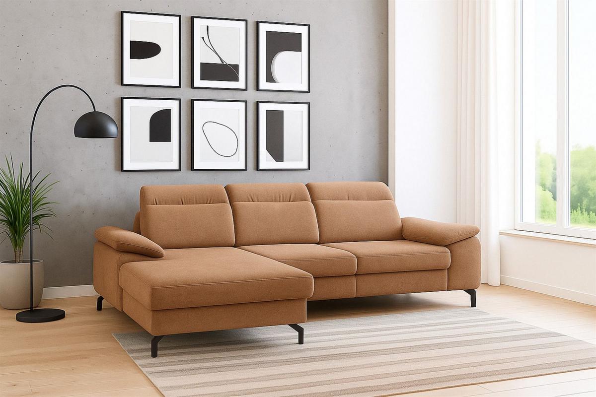 ECKSOFA Margit Mit Schlaffunktion - Braun, Holzwerkstoff/Textil (276/184cm) - Fun Möbel