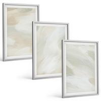 BILDER SET 3er Set - 40x60 cm Silberner Rahmen - Leuchtende Farben, abstrakter Boho-Stil - Silberfarben, Kunststoff (40/60cm) - TULUP