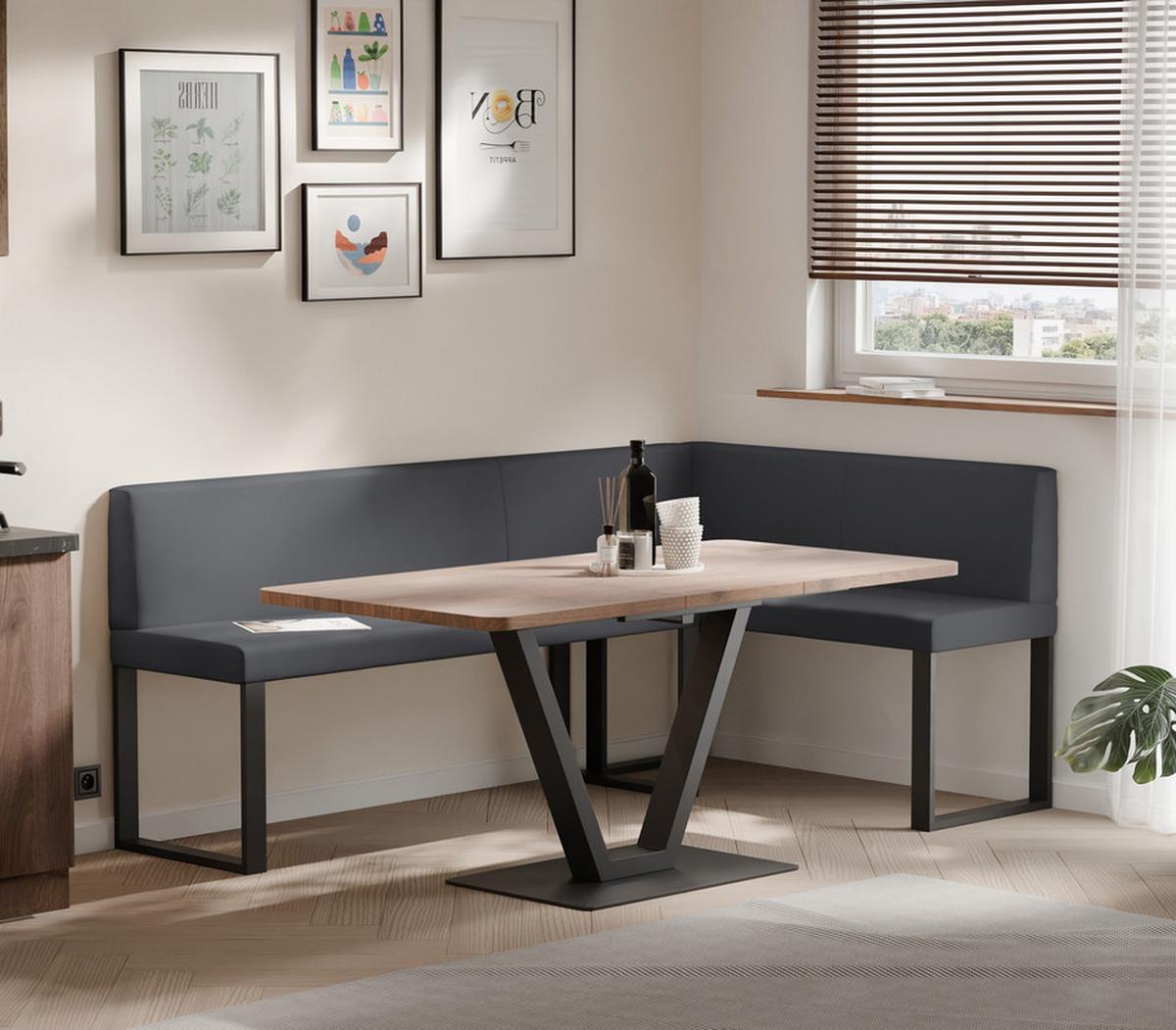 ECKBANK rechts SANA U Kunstleder glatt, 142/196 cm Grau - Grau, Kunststoff/Textil (142/196cm) - Idohome