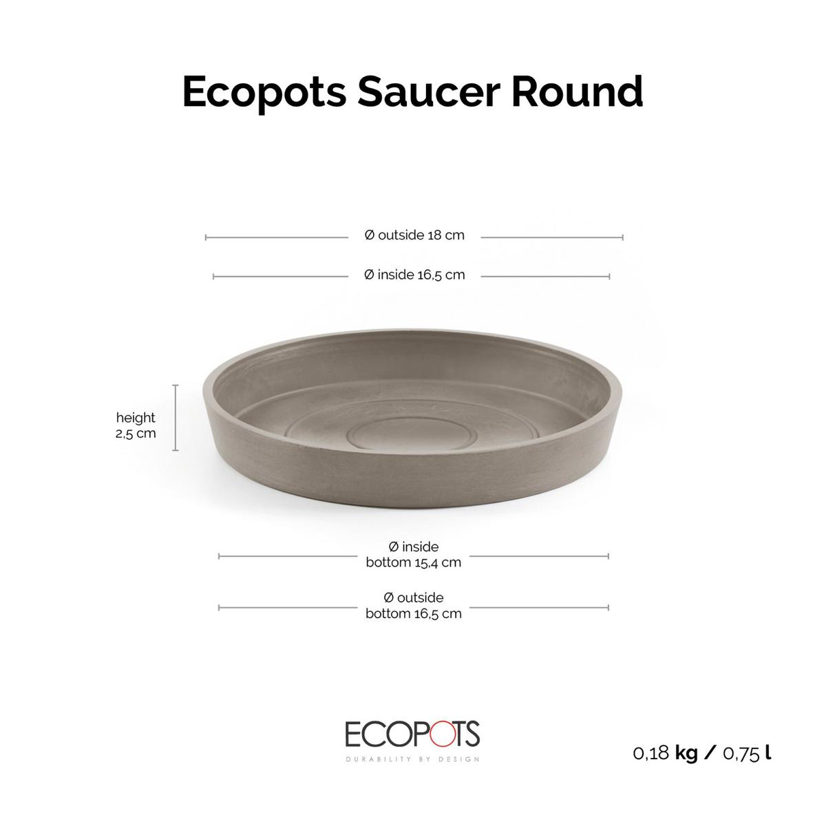 BLUMENTOPFUNTERSETZER rund 18/18/2,5 cm Taupe - Taupe, Kunststoff (18/2.5cm) - Ecopots
