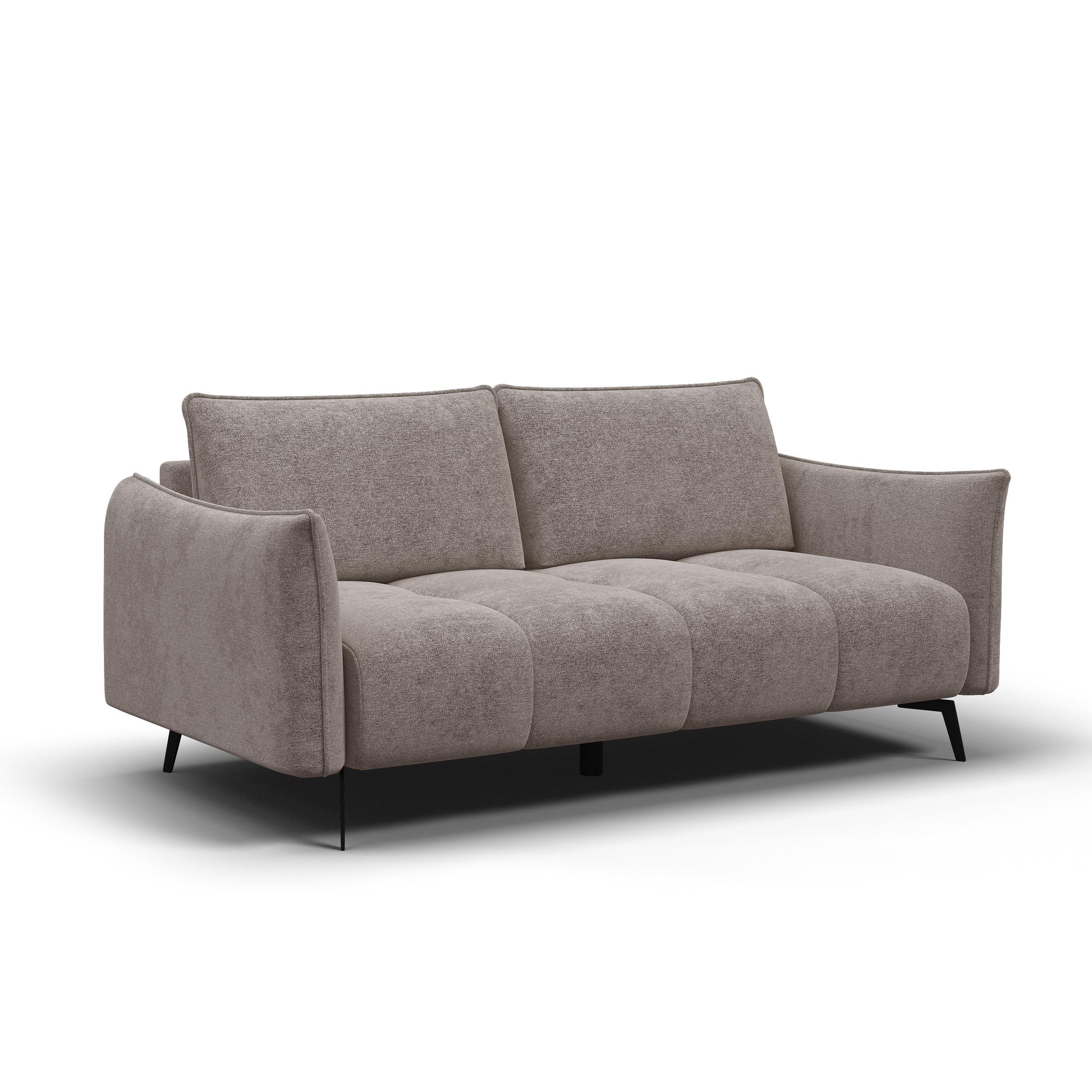 SOFA AERA 2,5-Sitzer, dunkelbeige - Beige/Schwarz, Holz/Textil (187/89/96cm) - Wozimo