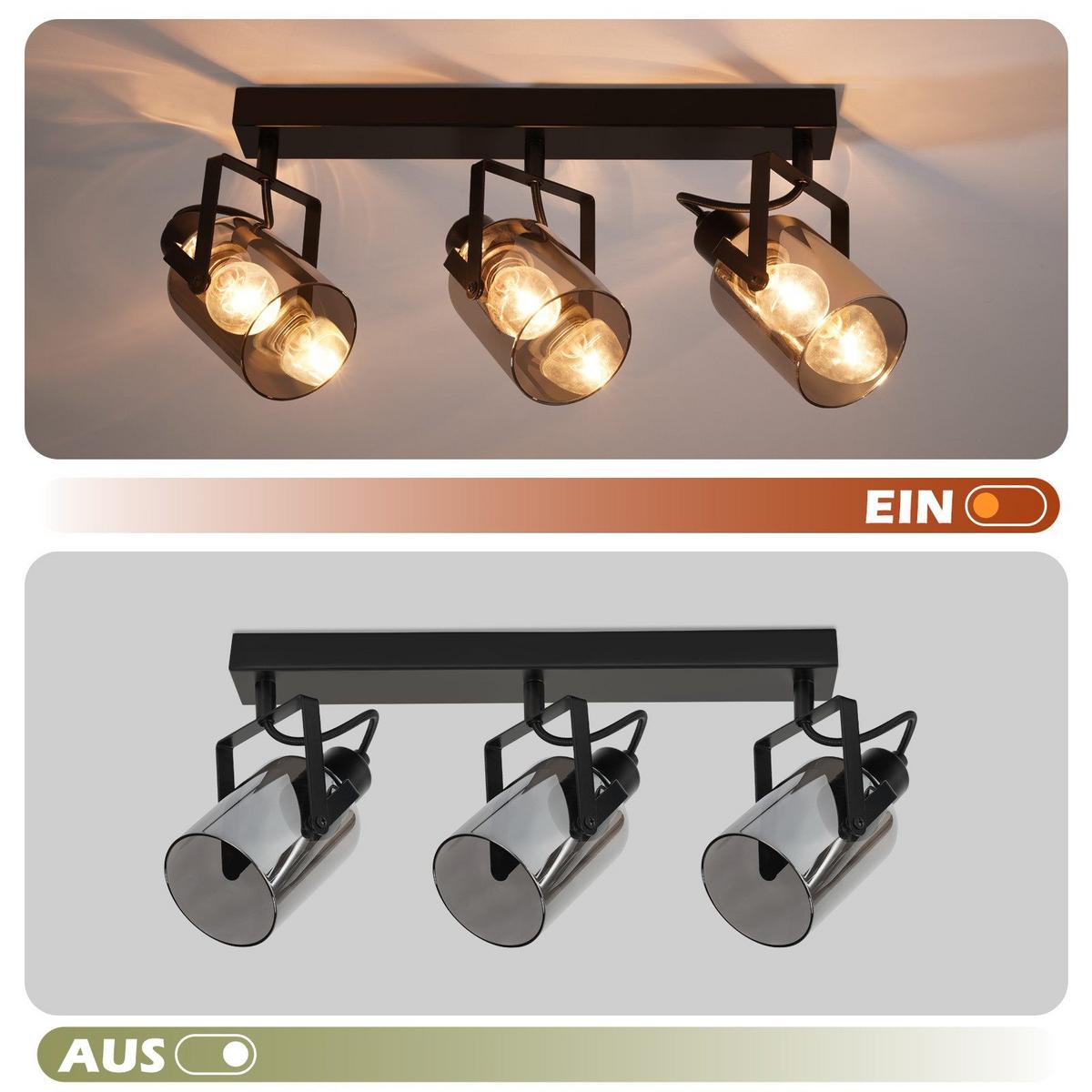 DECKENSTRAHLER Minden 3-flammig 44/9.5/18 cm - Schwarz, Metall (44/9.5/18cm) - Nettlife