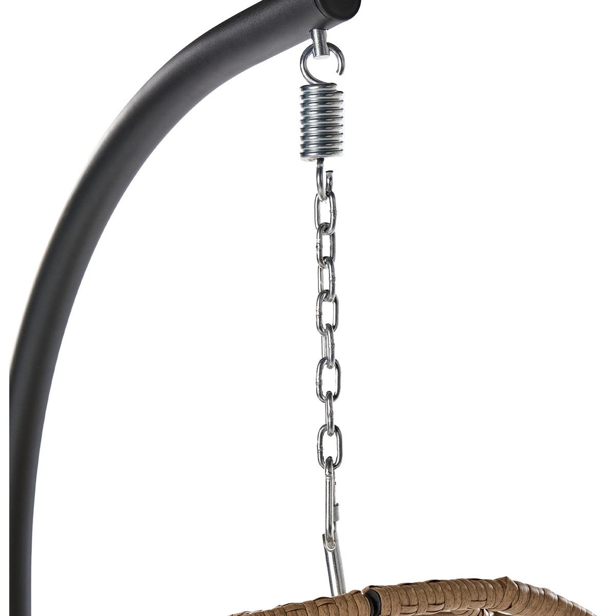 HÄNGESESSEL mit Gestell Metall Naturfarben Pallare - Beige/Schwarz, Textil (104/195/102cm) - Beliani