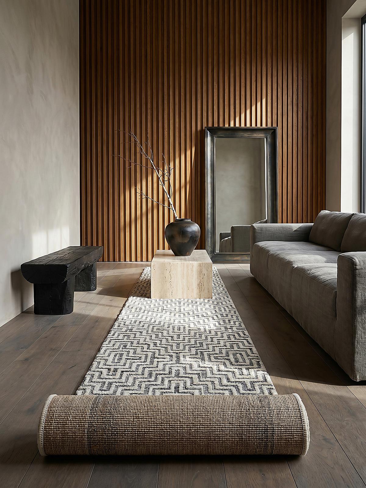 TEPPICH ARLEN, geometrisch, Grau, 80 x 300 cm - Grau, Textil (300/80cm) - KADIMA DESIGN