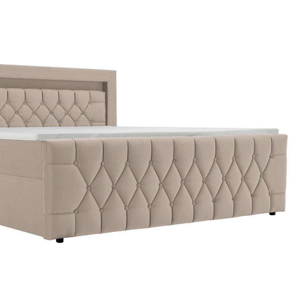 BOXBETT Leona Beige Samt 180x200 cm - Beige, Textil (180/200cm) - Juskys