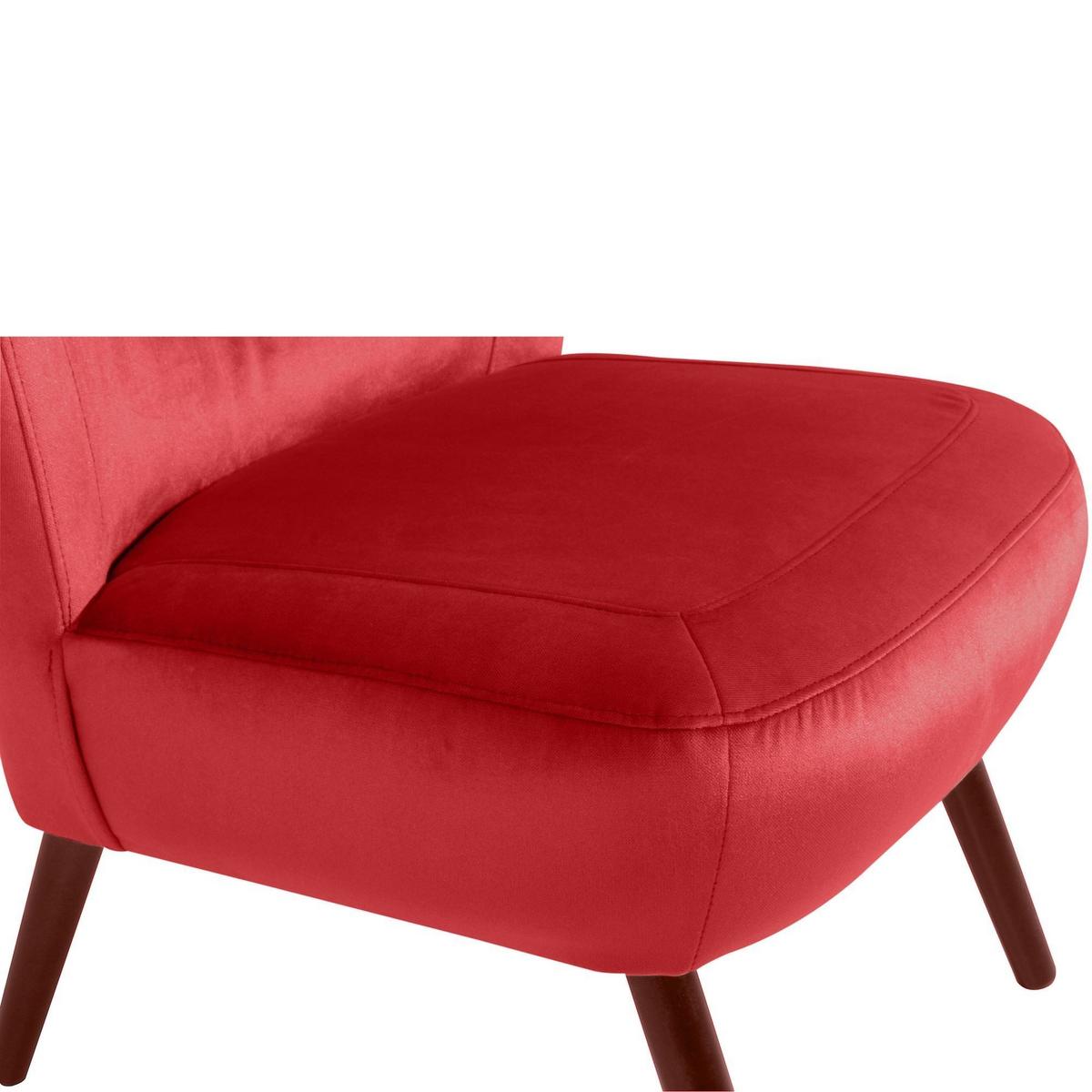 SESSEL Kathy Bezug Samtvelours Buche nussbaum dunkel / rot - Rot, Kunststoff (70/86/69cm) - 58aufmkessel