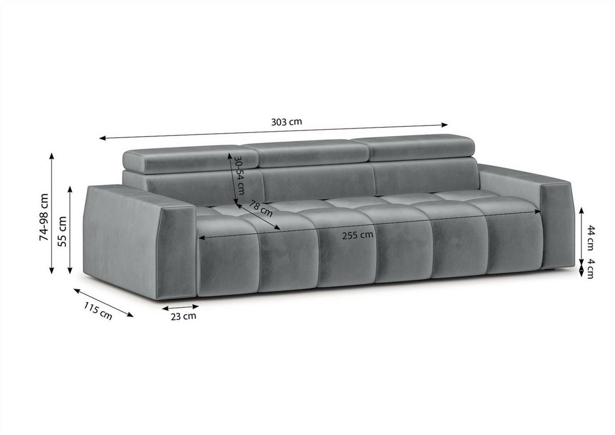 SOFA Darcy - Grün, Holzwerkstoff/Textil (303/98/115cm) - Fun Möbel