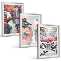 BILDER SET 3er Set - 40x60 cm Silberner Rahmen - Wasserfälle der Jahreszeiten - Silberfarben, Kunststoff (40/60cm) - TULUP