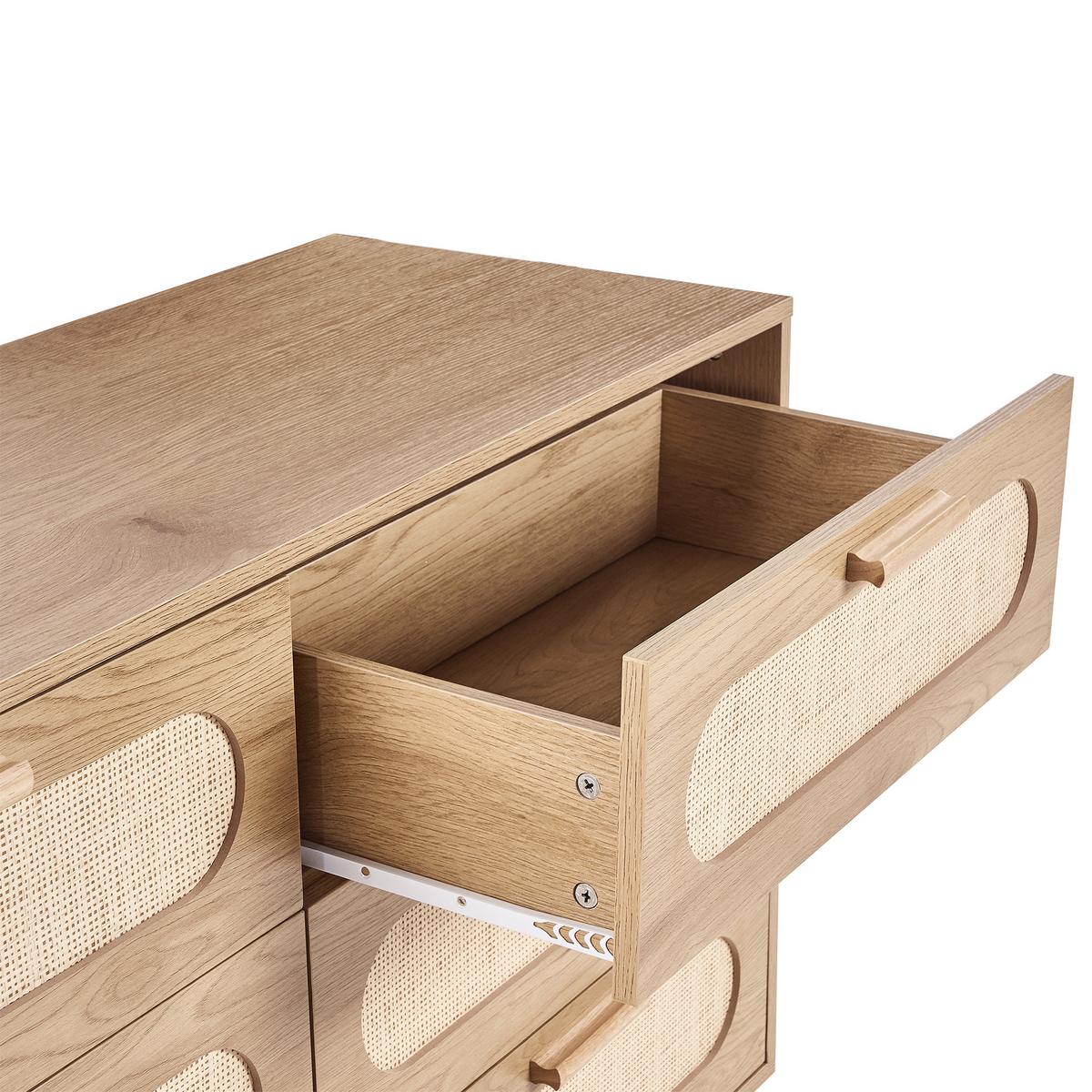 KOMMODE mit 6 Schubladen Hellbraun Costello - Hellbraun, Holzwerkstoff (120/78/40cm) - Beliani
