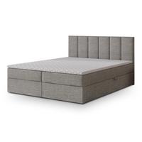 BOXBETT MERIL 200x200 cm mit Matratze und Topper, H2+H3 - Hellgrau - Hellgrau, Holz (200/200cm) - MASSENO