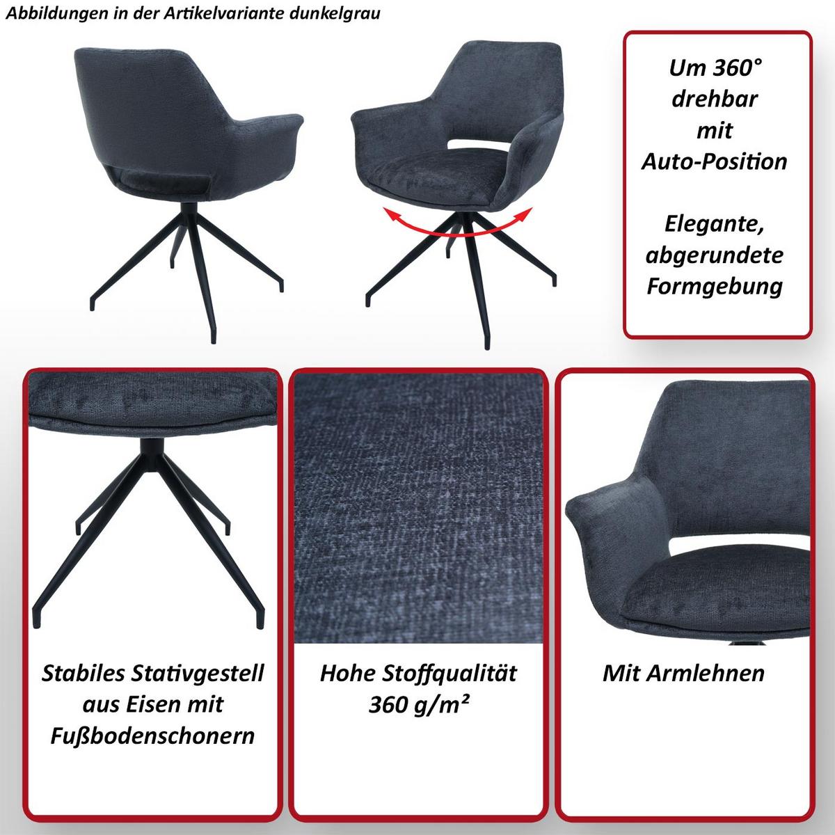 ESSZIMMERSTUHL Grau - Dunkelgrau/Grau, Textil (65/86/60cm) - MCW