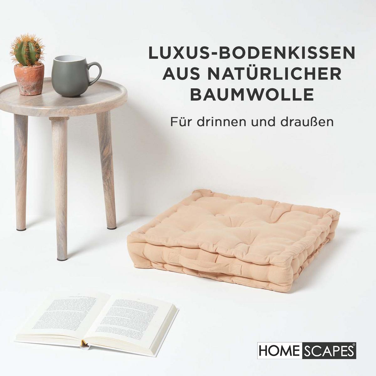 SITZKISSEN beige 40/40/8 cm – Bodenkissen unifarben - Beige, Textil (40/40/8cm) - Homescapes
