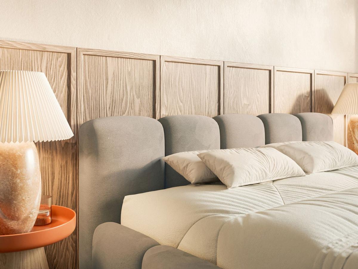 POLSTERBETT Cloudy Low Graubeige Samt, 120x200 cm - Taupe/Schwarz, Kunststoff/Textil (120/200cm) - Selsey