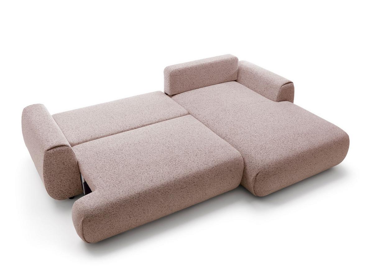 ECKSOFA ZEST Rosa Geflochtener Stoff mit Schlaffunktion - Rosa, Holz (270/167cm) - MASSENO