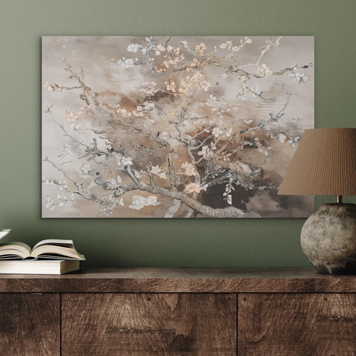 AKUSTIKBILD Mandelblüte - Kunst - Van Gogh - Beige - Abstrakt Wanddeko 70x50 cm - Braun, Kunststoff (70/50/0.9cm) - MuchoWow