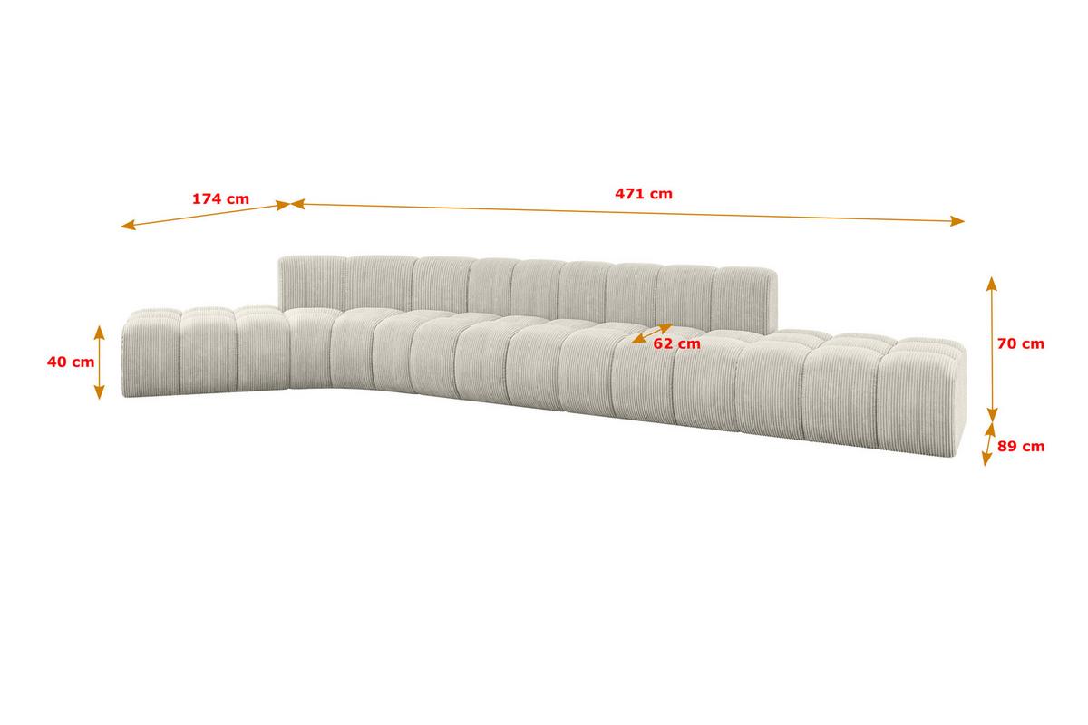 ECKSOFA modulares Sofa Solven-L2 - 471x174x70 cm Creme - Hellgrau/Creme, Holzwerkstoff/Textil (471/174cm) - ALTDECOR