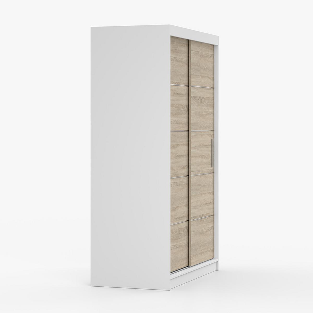 SCHWEBETÜRENSCHRANK Neomi 06 ohne Spiegel Weiß/Sonoma Eiche 120 cm - Alufarben/Weiß, Holzwerkstoff/Kunststoff (120/200/61cm) - imoebel24