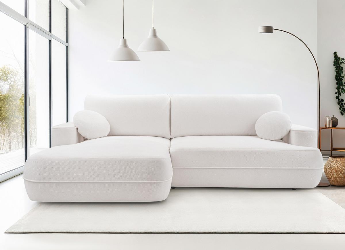 ECKCOUCH L Form Peoni Weiß 267/168/87 cm mit Schlaffunktion L - Schwarz/Weiß, Kunststoff/Textil (168/267cm) - AX Living
