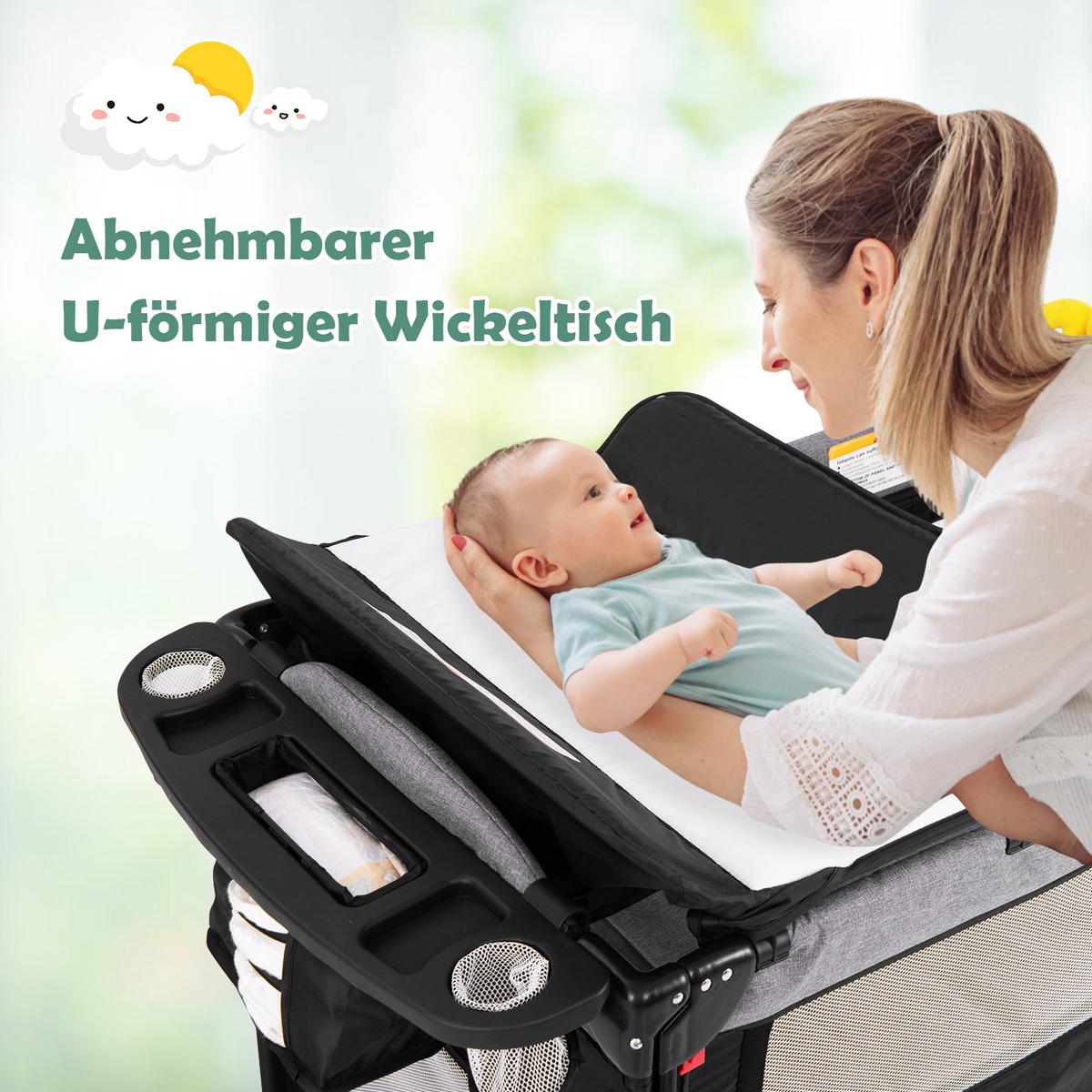 BEISTELLBETT Schwarz - Schwarz, Textil - COSTWAY
