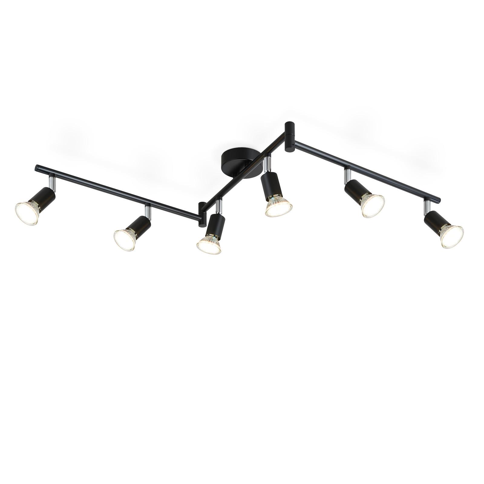 DECKENSTRAHLER Blitz 6-flammig 108/8/15 cm - Schwarz, Metall (108/8/15cm) - Nettlife