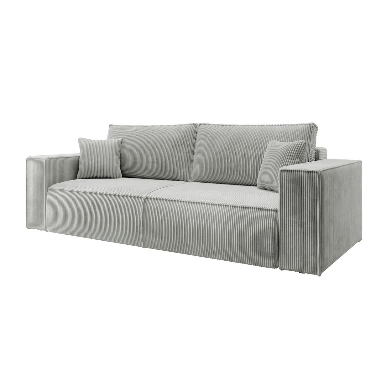 SOFA FARESE Hellgrau mit Cordbezug - Hellgrau, Textil/Metall (257/85/102cm) - Selsey