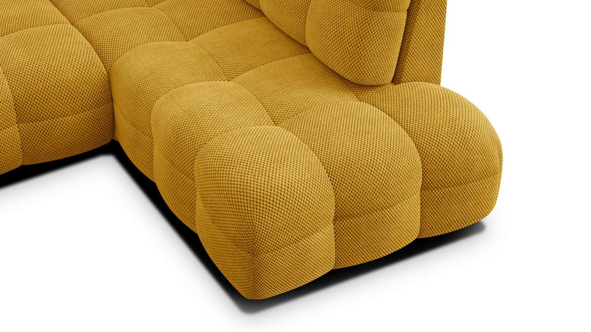 ECKSOFA MELLOW 5-Sitzer, safran - Gelb/Schwarz, Holz/Textil (283/191cm) - Wozimo