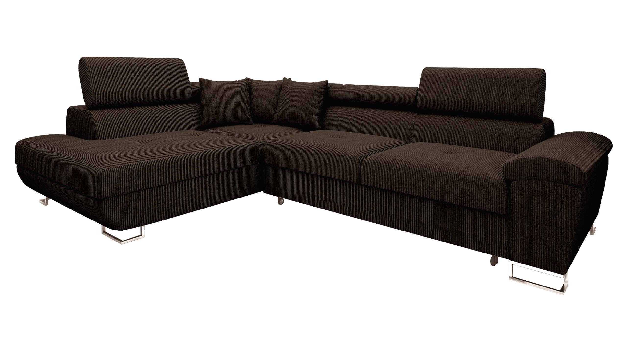 ECKSOFA Cotere Cord, Seite: Links - Nussbaumfarben, Holz/Textil (270/202cm) - MIRJAN24